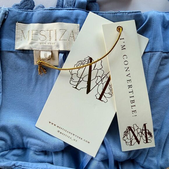 NWT Mestiza New York Vanessa Convertible Bow Lace Mini Dress in Heritage Blue 6 - Picture 11 of 16